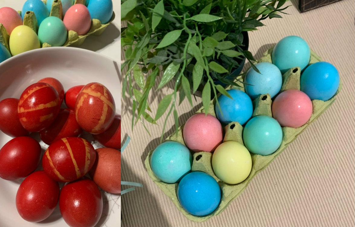 Πασχαλινά Αυγά σε παστέλ αποχρώσεις με χρώματα ζαχαροπλαστικής.