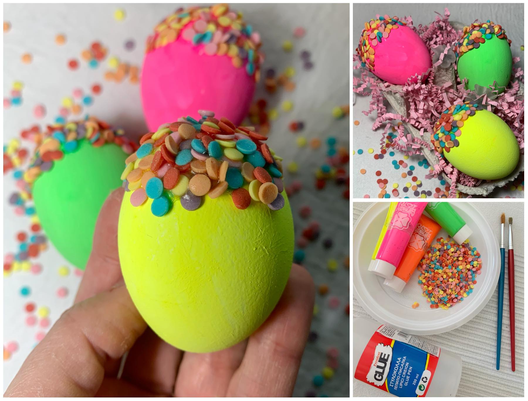 Diy: Πασχαλινά αυγά με πολύχρωμα σοκολατένια κομφετί